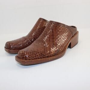 Mare Uomo Woven Leather Mules Men’s EU 40‎ (US 8) Brown Italian Slip-On Shoes